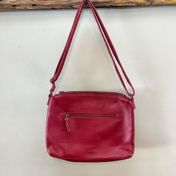 The Sak‎ Red Leather Crossbody Bag With Zip Closure & Exterior Pocket - Picture 1 of 11